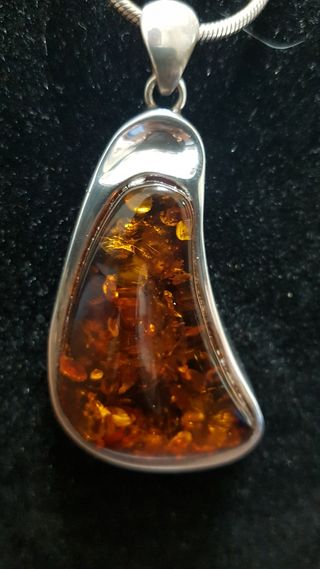 COLGANTE PLATA 925 CON AMBAR DEL BALTICO