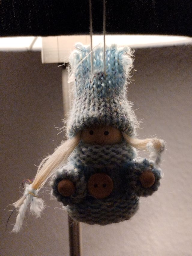 adorno árbol Navidad muñeca azul