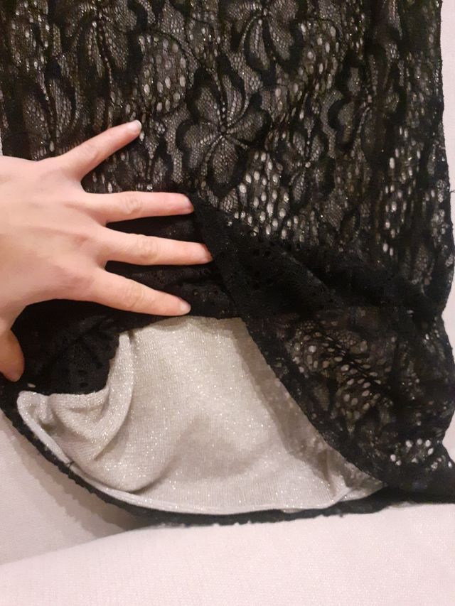 maglietta nera in pizzo elegante