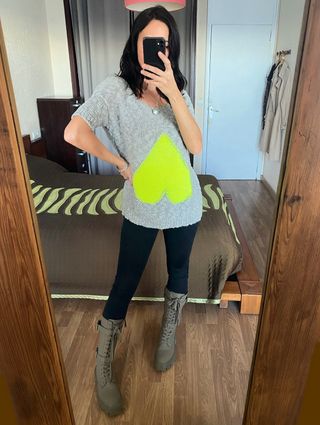 Jersey manga corta corazón flúor Vila talla Xs/S