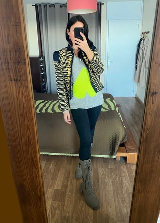 Jersey manga corta corazón flúor Vila talla Xs/S