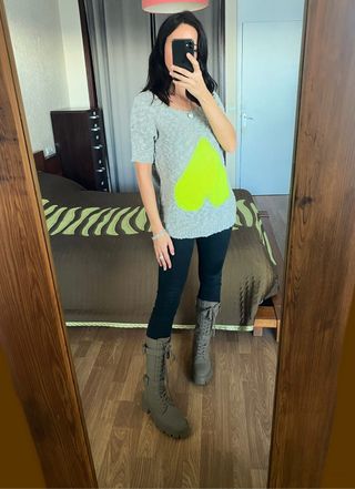 Jersey manga corta corazón flúor Vila talla Xs/S