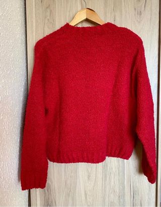 Nuevo jersey grueso lana rojo/rosa Montoto talla M