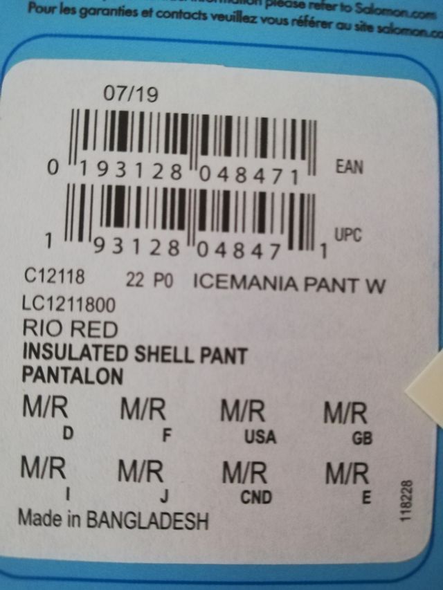 pantalón esquí mujer con etiqueta Salomon