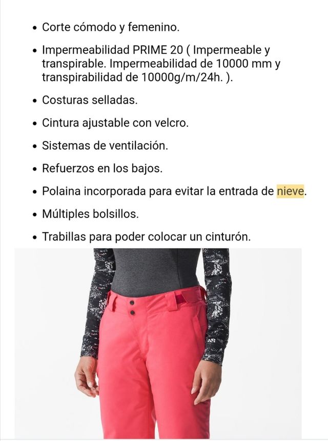 pantalón esquí mujer con etiqueta Salomon
