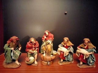 figuras Belén pastores con animales adorando 17 cm