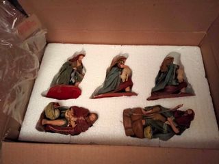 figuras Belén pastores con animales adorando 17 cm