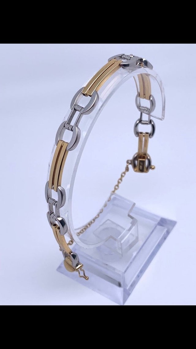 Pulsera dos oros estilo cartier 18k Peso: 16,94gr