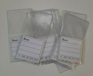 10 BUSTE PORTA MONETE  DOPPIA 45X45 + SEGNAPREZZP