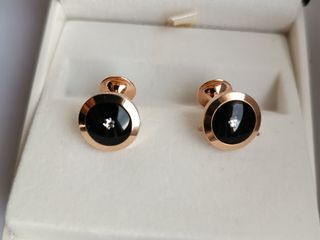 Montblanc gemelos oro 18K, ónix y diamantes