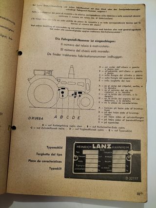 Lanz Bulldog D 2816 Piezas de Recambio (Año 1958)