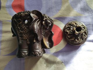 Bellissimo elefante bruciaincenso in ottone