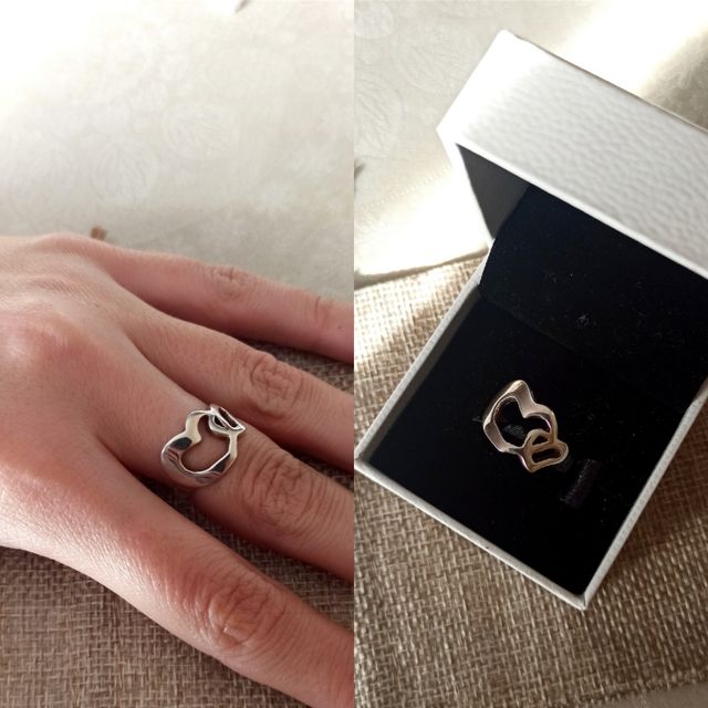 Anillo plata corazones