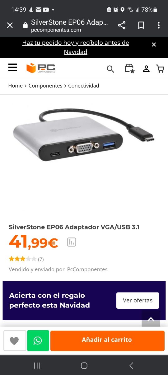 SilverStone EP06 Adaptador VGA/USB 3.1