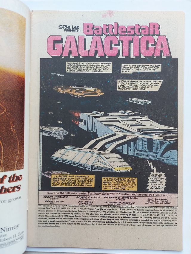 Battlestar Galatica 1 comic USA Marzo 1978