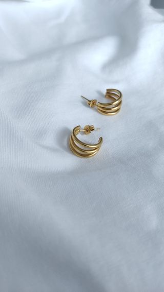 Pendientes acero aro triples tuerca