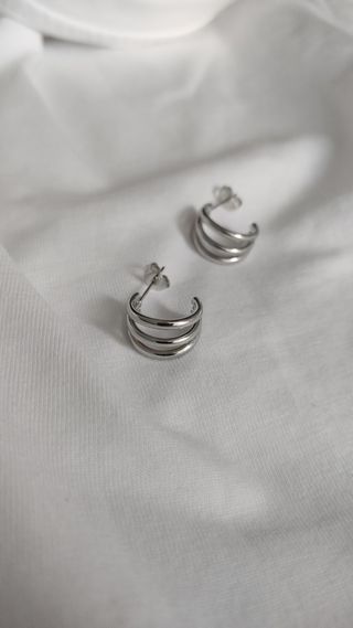 Pendientes acero aro triples tuerca