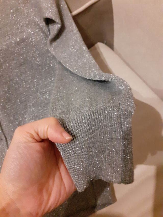 cardigan glitterato argento