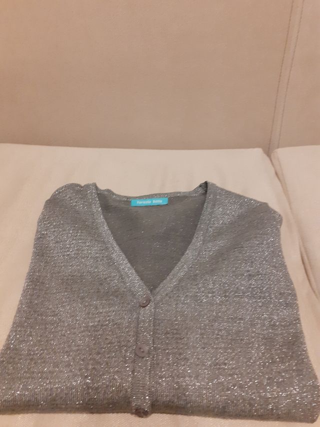 cardigan glitterato argento