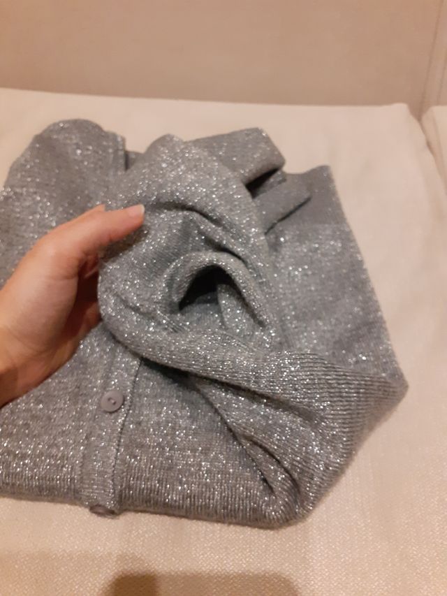 cardigan glitterato argento