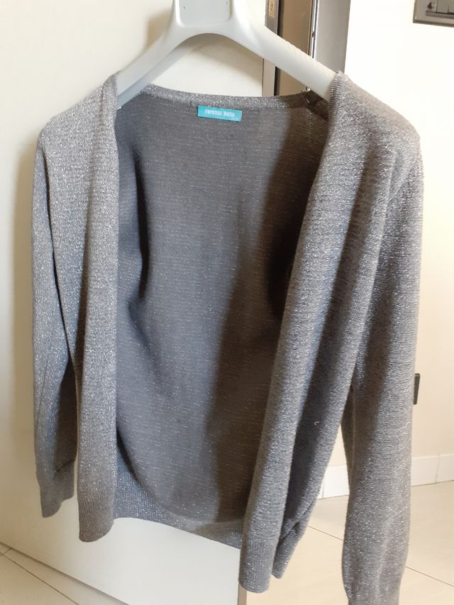 cardigan glitterato argento
