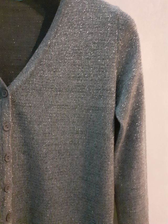 cardigan glitterato argento