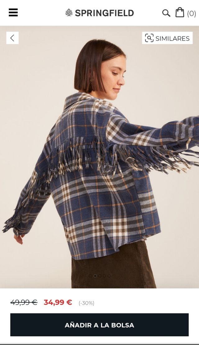 Chaqueta cuadros lana Springfield, NUEVA