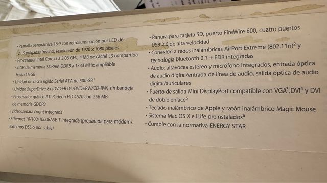 iMac 21,5" 500GB PARA REPARAR