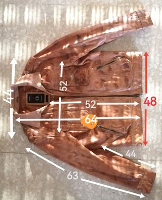 Cazadora de cuero ovino. L corta. Medidas indicada