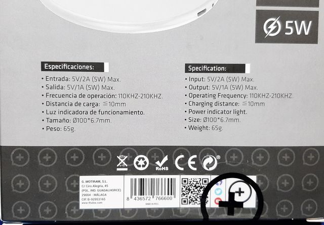 Cargador Inalámbrico Wireless MOBILE+ MB-1015