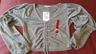 Top fiesta brillantina gris