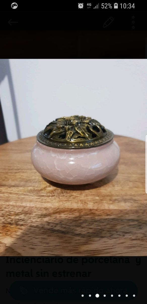 Incienciario de porcelana y metal sin estrenar