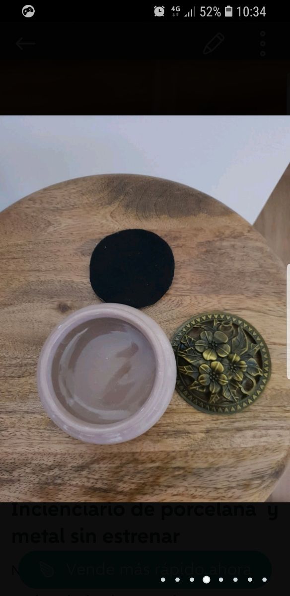 Incienciario de porcelana y metal sin estrenar