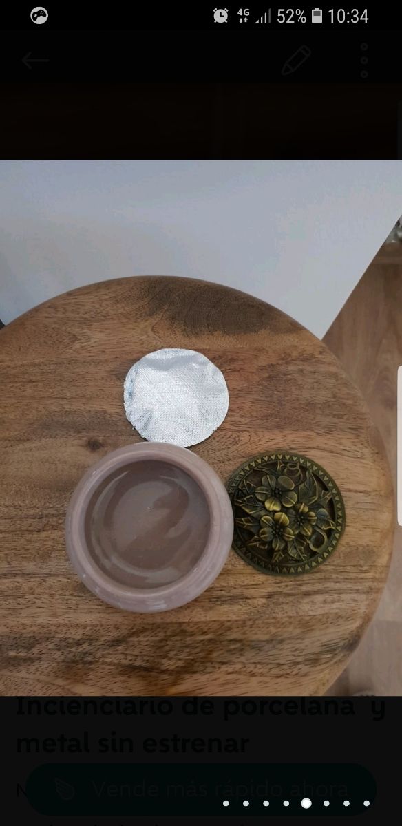Incienciario de porcelana y metal sin estrenar