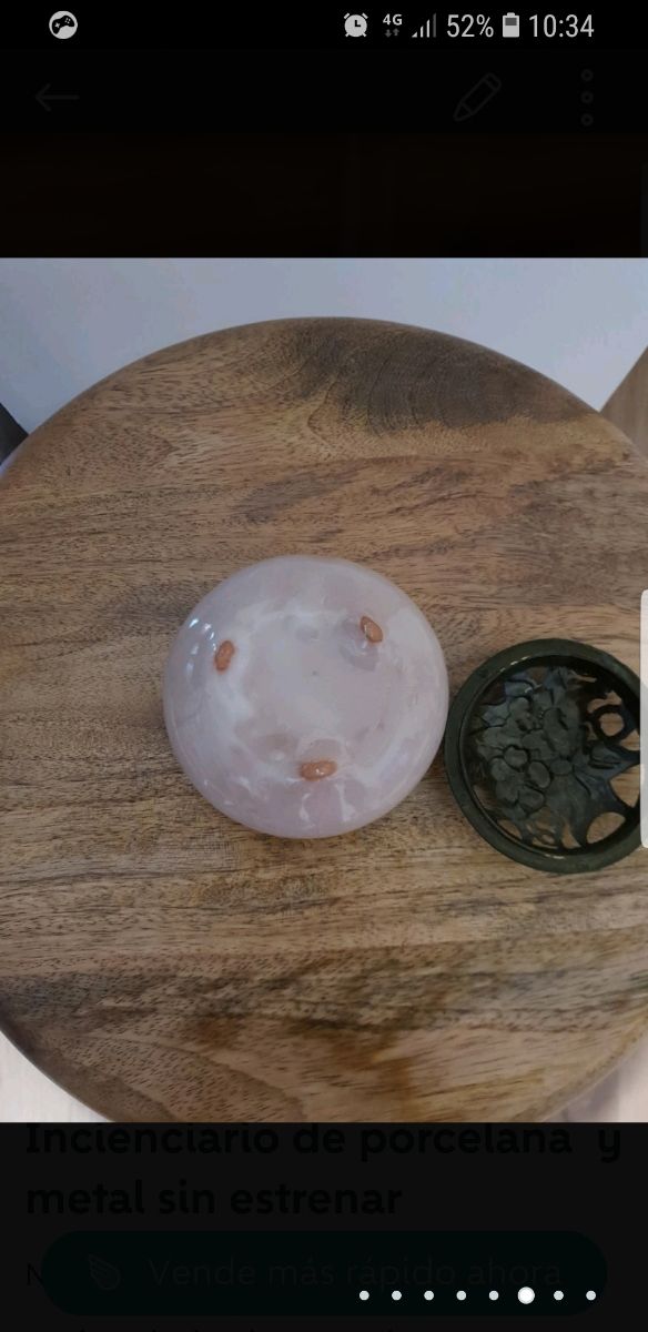 Incienciario de porcelana y metal sin estrenar