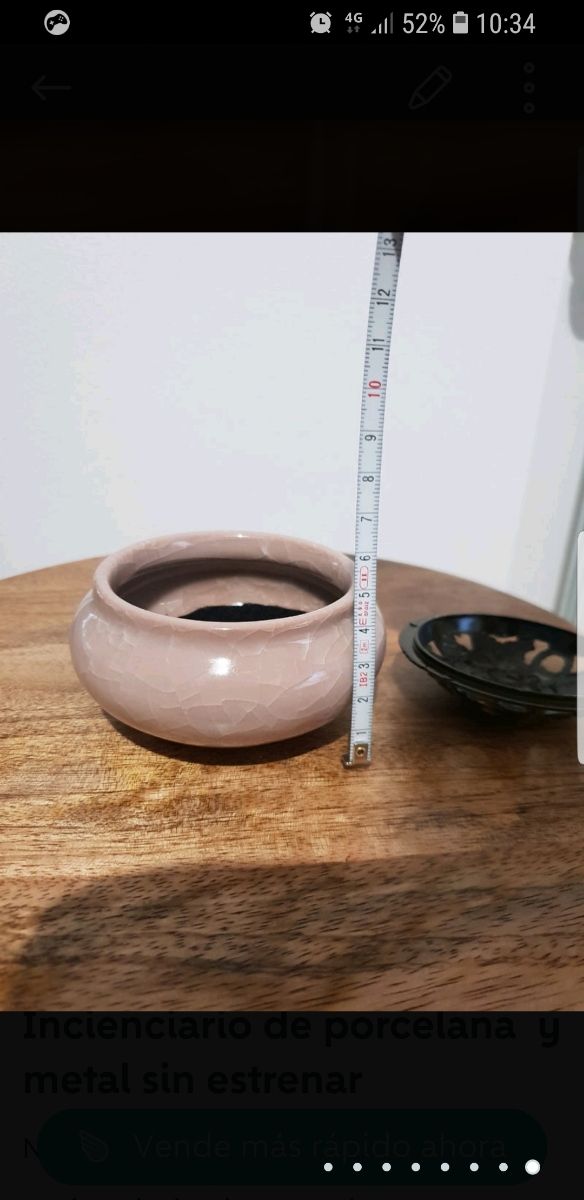 Incienciario de porcelana y metal sin estrenar