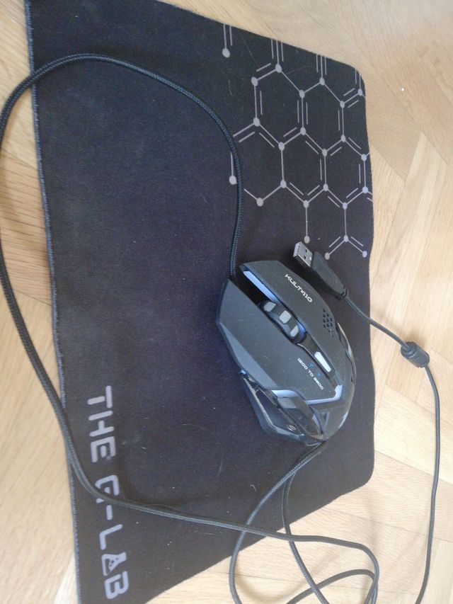 ratón gamer + alfombrilla