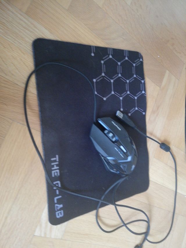 ratón gamer + alfombrilla