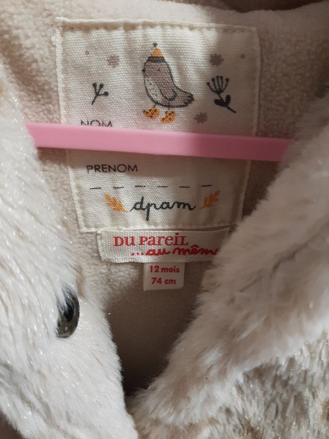 Abrigo Chaqueta bebé 12meses, 74 cm.