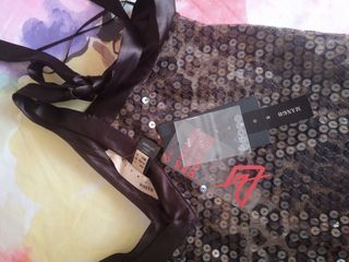 vestido,top fiesta lentejuelas,top cuello dorado ,