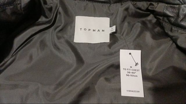 Blusão de couro preto ocidental Topman tamanho M