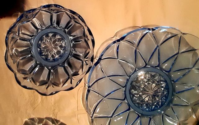 vajilla 5 piezas cristal antigüo tallado