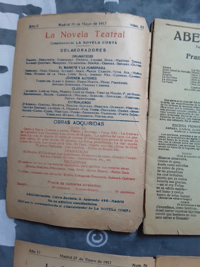 Novela corta y Teatral de 1916 y 1917