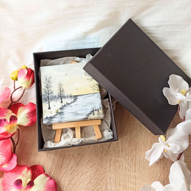 Mini lienzo pintado a mano 10 x 10 cm