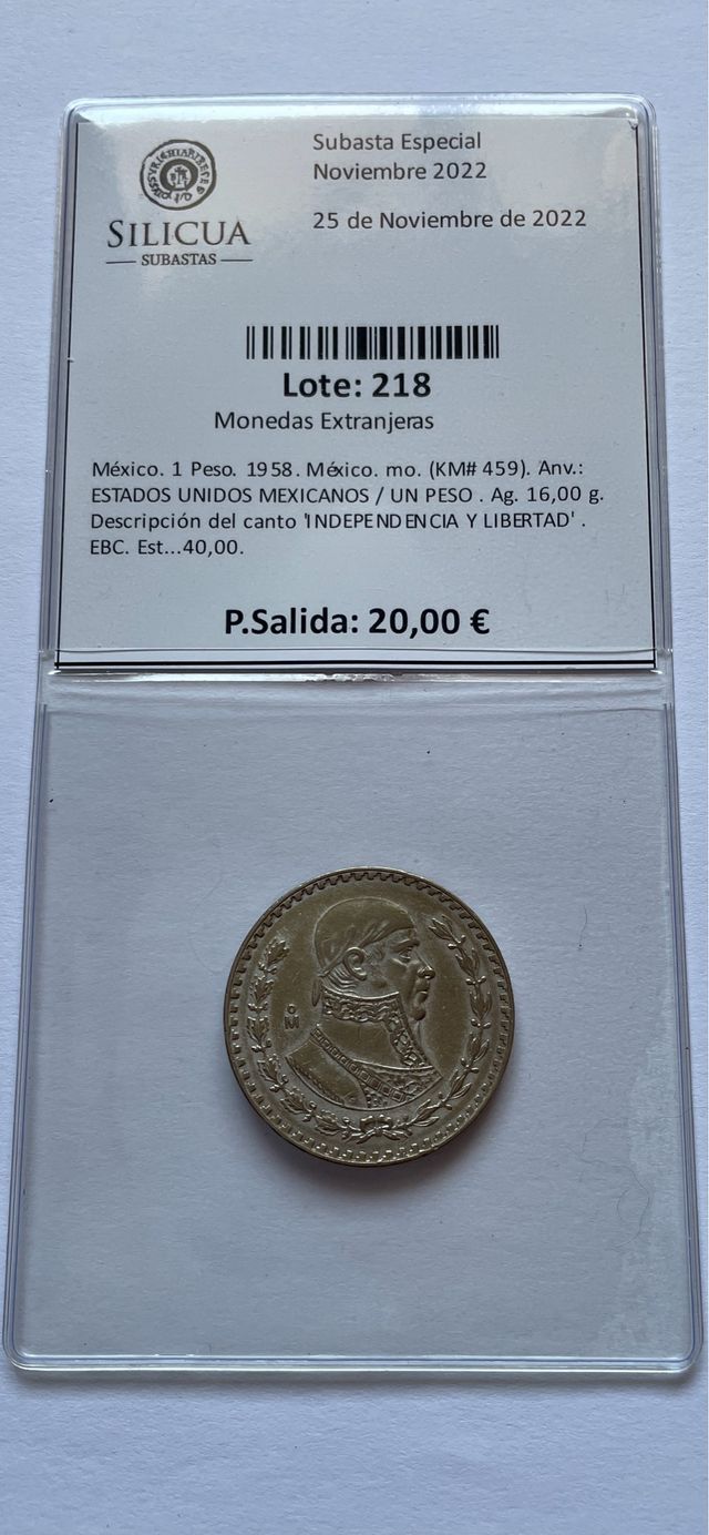 1 peso 1958 EEUU Mexicanos (EBC)