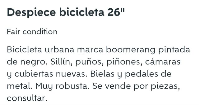 Despiece bicicleta urbana 26"