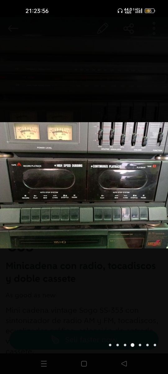 Minicadena radio doble cassete giradiscos vintage