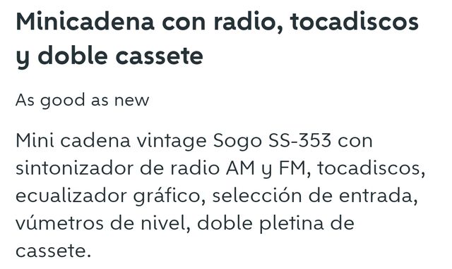 Minicadena radio doble cassete giradiscos vintage