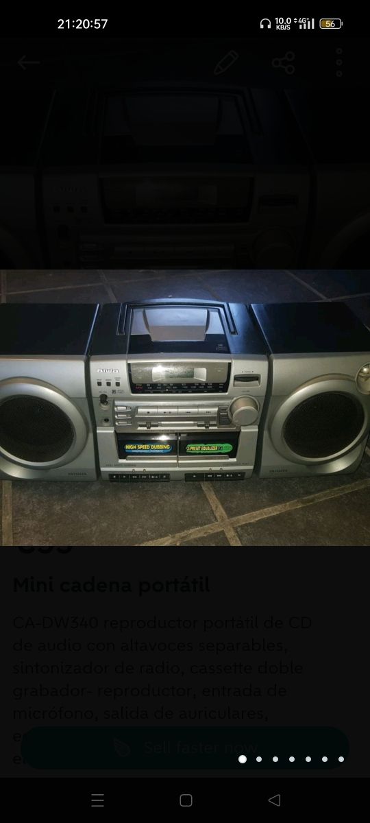 Radio cassete doble CD pilas