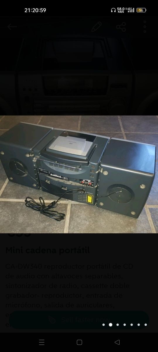 Radio cassete doble CD pilas